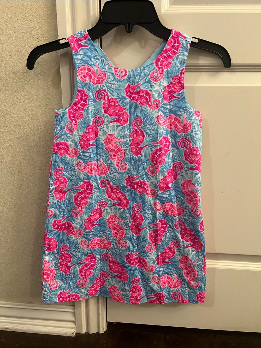 Tommy Bahama Girls Pink and Blue Seahorse Print Dress
